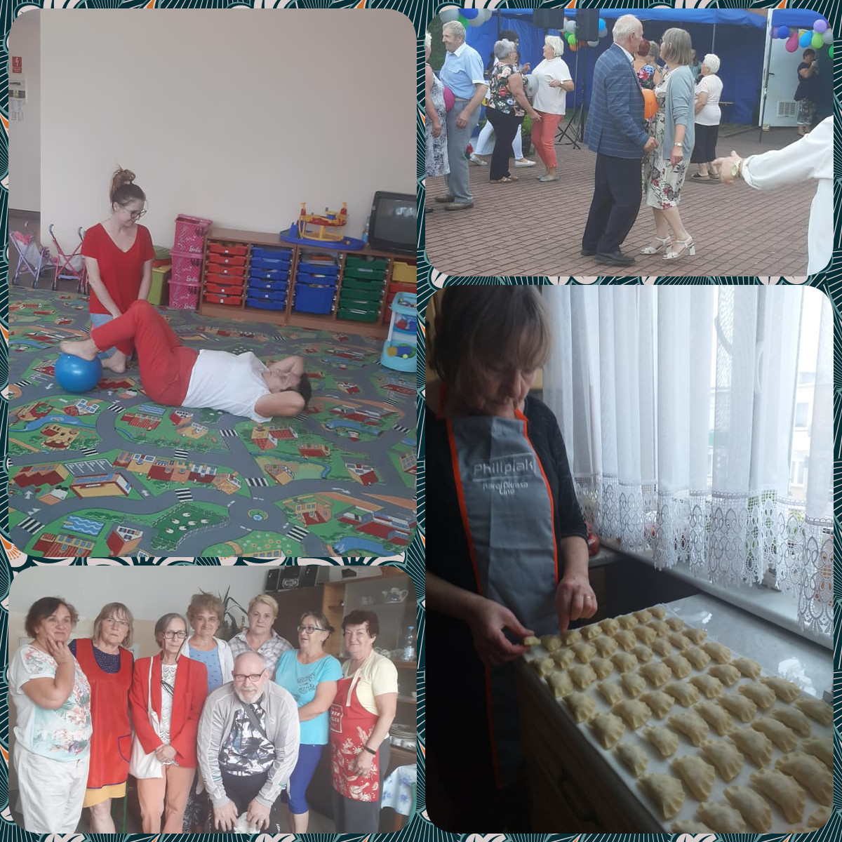 Zdjęcia z uczestnikami Klubu Seniora podczas organiozowanych zajęć, warsztatów i wyjazdów.